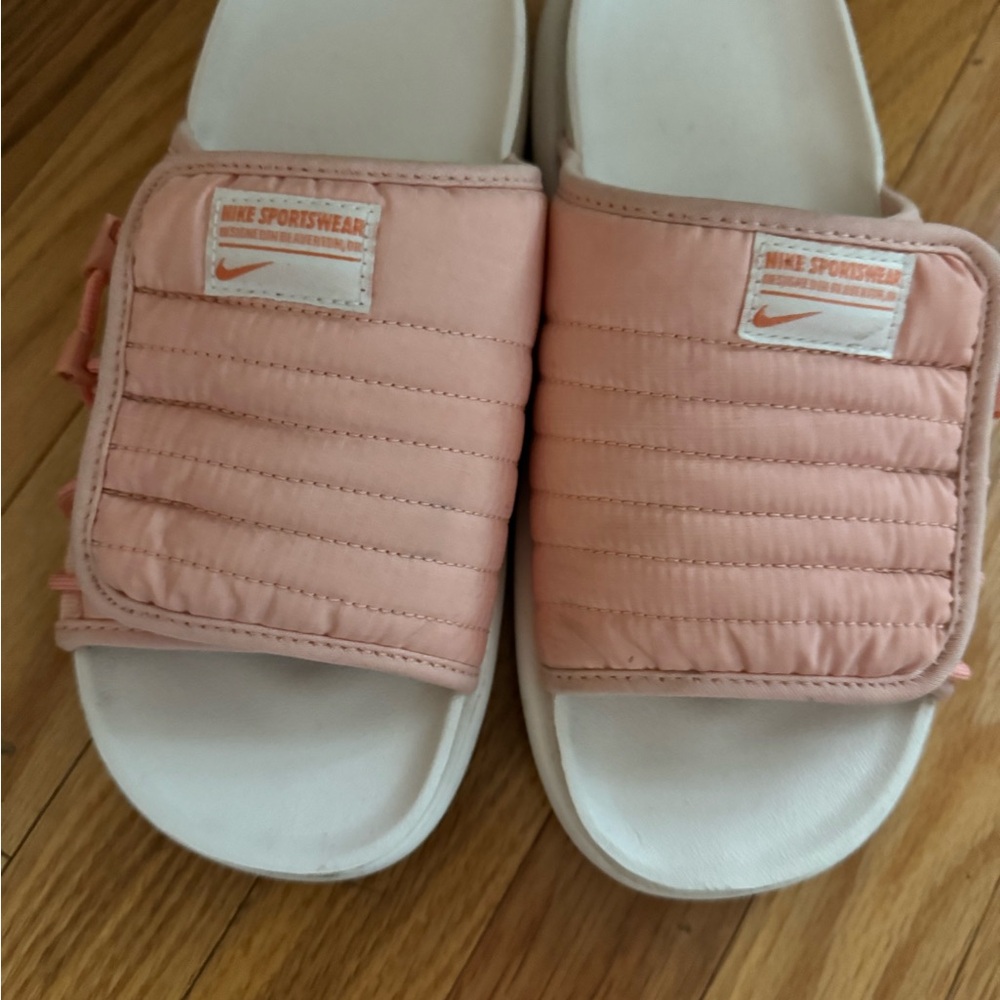 Nike Peach Quilted Slide Sandals